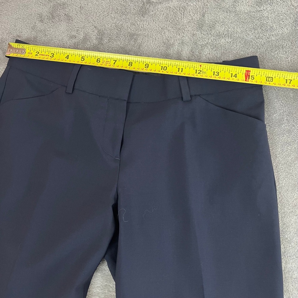 Theory Dress Pants Womens 6 Pleated Navy Wool Low Rise Wide Leg Career - Picture 8 of 10
